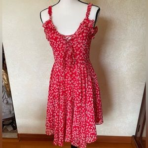 Aqua Women’s Red Floral Ruffle